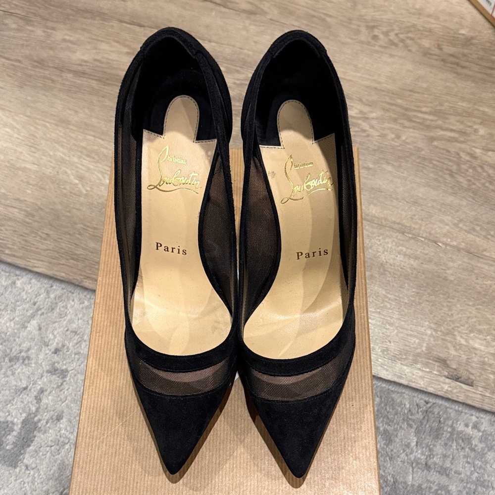 Christian Louboutin Black Mesh Stilettos